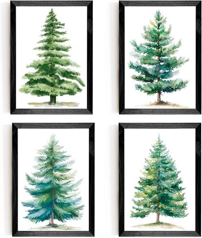 Set of 4 Framed Pink Christmas Wall Art Prints Decor,12x16"Vintage Xmas Tree Garland Framed Wall Signs Art Decor for Office Bedroom Living Room Classroom in Saudi Arabia