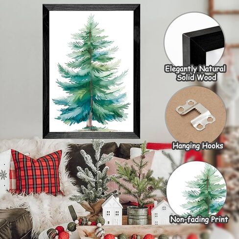 Set of 4 Framed Pink Christmas Wall Art Prints Decor,12x16"Vintage Xmas Tree Garland Framed Wall Signs Art Decor for Office Bedroom Living Room Classroom in Saudi Arabia