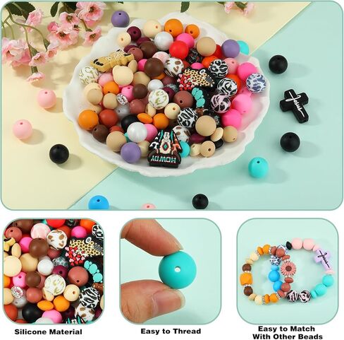 HUAAPLEVLA 121 Pcs Valentines Day Themed 12mm 15mm Silicone Beads Kit for Keychain Making Heart Beads Round Focal Beads for Pens Bracelets Necklace DIY Crafts Jewelry Making in Saudi Arabia