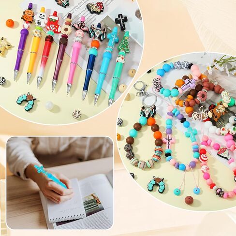 HUAAPLEVLA 121 Pcs Valentines Day Themed 12mm 15mm Silicone Beads Kit for Keychain Making Heart Beads Round Focal Beads for Pens Bracelets Necklace DIY Crafts Jewelry Making in Saudi Arabia