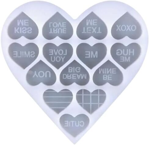 1pc Love Heart Letter Silicone Mold – Creative Candle-Making-Molds for Epoxy Resin DIY Jewelry, Keychain & Pendant Crafts – 14-Cavity Transparent Casting Tool for Valentine’s Day in Saudi Arabia