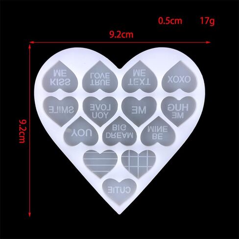 1pc Love Heart Letter Silicone Mold – Creative Candle-Making-Molds for Epoxy Resin DIY Jewelry, Keychain & Pendant Crafts – 14-Cavity Transparent Casting Tool for Valentine’s Day in Saudi Arabia
