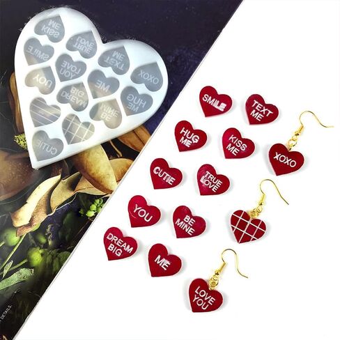 1pc Love Heart Letter Silicone Mold – Creative Candle-Making-Molds for Epoxy Resin DIY Jewelry, Keychain & Pendant Crafts – 14-Cavity Transparent Casting Tool for Valentine’s Day in Saudi Arabia
