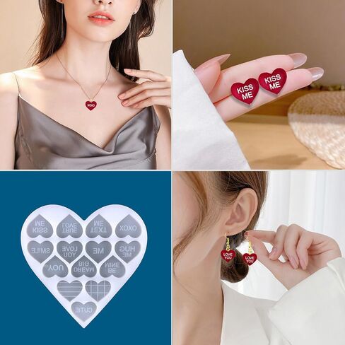 1pc Love Heart Letter Silicone Mold – Creative Candle-Making-Molds for Epoxy Resin DIY Jewelry, Keychain & Pendant Crafts – 14-Cavity Transparent Casting Tool for Valentine’s Day in Saudi Arabia