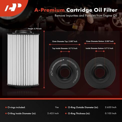 A-Premium 20K Miles Upgrated Protection Oil Filter Compatible with Chevrolet & Cadillac & GMC & Saab & Pontiac & Oldsmobile Models - Camaro, Colorado, SRX, CTS, Canyon, Caprice, 9-3, STS, 9-5, 9-4X in Saudi Arabia