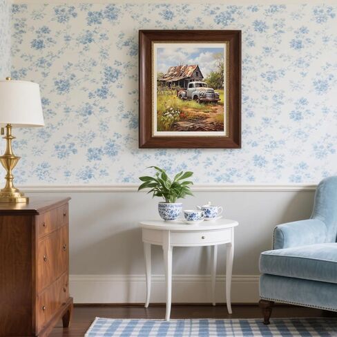 FUKVHIL Adults' Paint by Number Kits, Retro Truck, Pickup Truck, House, Paint by Number Kits on Canvas, DIY Oil Paintings for Beginners Arts and Crafts, 40x50cm No Frame in Kuwait