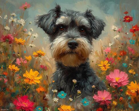 طلاء WUIVCTR حسب الرقم، Woozy Schnauzer، مجموعات الطلاء حسب الأرقام للبالغين من الحرف اليدوية، هدية ديكور الغرفة لمهرجان عيد الميلاد (16 × 20 بوصة، بدون إطار) in Saudi Arabia