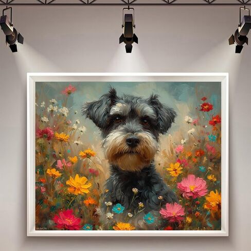 طلاء WUIVCTR حسب الرقم، Woozy Schnauzer، مجموعات الطلاء حسب الأرقام للبالغين من الحرف اليدوية، هدية ديكور الغرفة لمهرجان عيد الميلاد (16 × 20 بوصة، بدون إطار) in Saudi Arabia