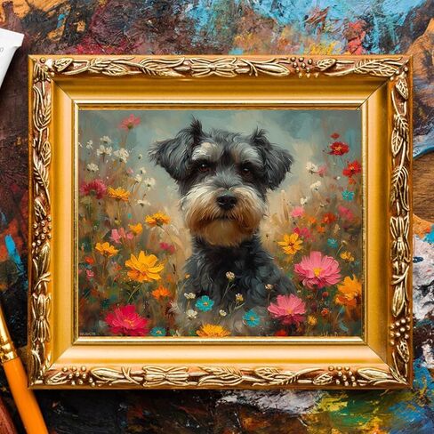 طلاء WUIVCTR حسب الرقم، Woozy Schnauzer، مجموعات الطلاء حسب الأرقام للبالغين من الحرف اليدوية، هدية ديكور الغرفة لمهرجان عيد الميلاد (16 × 20 بوصة، بدون إطار) in Saudi Arabia