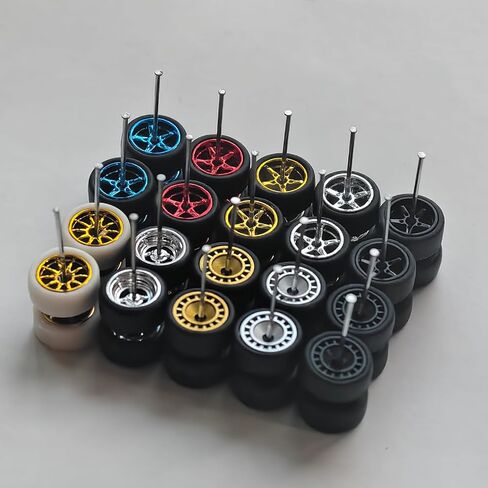 10 Set Mixed 1/64 Wheels and Tires Kit, 1:64 Scale Wheels Rims Rubber Tires Replacement Accessories for 1/64 Diecast Cars Upgraded and Modified in Saudi Arabia