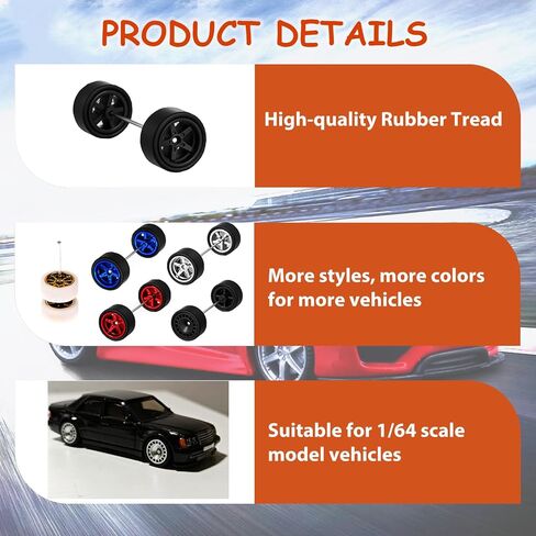 10 Set Mixed 1/64 Wheels and Tires Kit, 1:64 Scale Wheels Rims Rubber Tires Replacement Accessories for 1/64 Diecast Cars Upgraded and Modified in Saudi Arabia