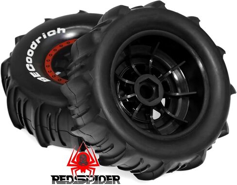 1/7 1/8 RC Off-Road Truck Sand Snow Tireset with Metal Spacer, 17mm HEX Fits TRX UDR 85086-4 ARRMA Mojave EXB Redcat YK4072 4073 YK DF7 TB7 RC car upgrade T095/OD:140mm (Red A) in Saudi Arabia
