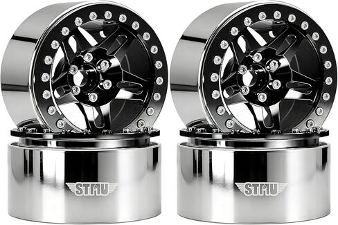 عجلات توربينية من الألومنيوم مقاس 2.2 بوصة من STMU - مناسبة تمامًا للمركبات الزاحفة SCX10 TRX4 VS4-10 Gen8 1/10 RC (أسود) in Kuwait
