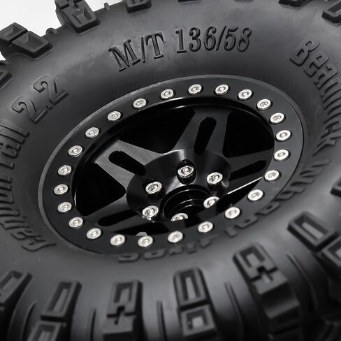 عجلات توربينية من الألومنيوم مقاس 2.2 بوصة من STMU - مناسبة تمامًا للمركبات الزاحفة SCX10 TRX4 VS4-10 Gen8 1/10 RC (أسود) in Kuwait