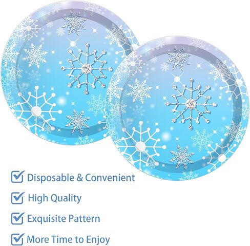 24 قطعة من أطباق ورقية بطابع عيد الميلاد مقاس 7 بوصات ورقائق الثلج للاحتفال بأدوات مائدة الحفلات ورقائق الثلج المستديرة للاستعمال مرة واحدة مجموعة أطباق ورقية للحلوى باللون الأزرق لموضوع عيد الميلاد ومستلزمات الحفلات in Saudi Arabia