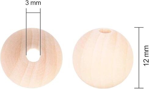 560 Pieces Round Wooden Beads Unfinished Natural Wood Spacer Beads Wooden Loose Beads for Jewelry Crafts DIY Making (12 mm) in Saudi Arabia