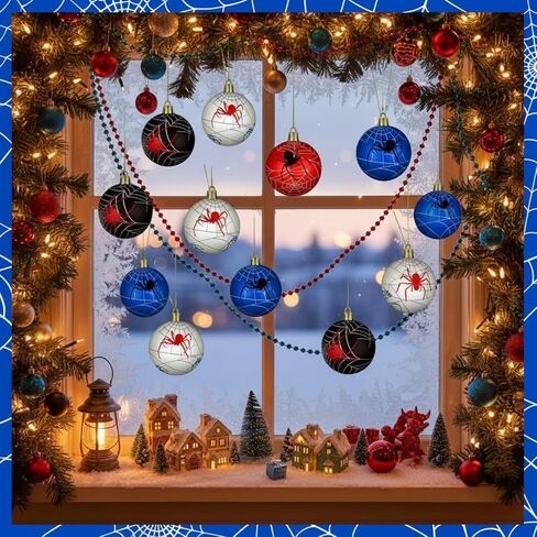 Syhood 12 Pcs 2.4'' Cartoon Story Christmas Ball Ornaments Christmas Story Tree Balls Foam Hanging Decor Theme Inspired Cow Cloud Pattern Christmas Party Supplies for Party Home Decor in Saudi Arabia