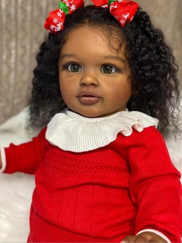 Anano Giant 26" Black Biracial Reborn Baby Boy Doll - Realistic Reborn Toddler Dolls with Dark Skin, Curly Rooted Hair Silicone Babies Best Gift for Kids 3+ (Classic) in Saudi Arabia