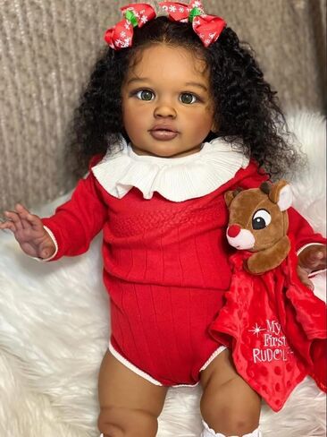 Anano Giant 26" Black Biracial Reborn Baby Boy Doll - Realistic Reborn Toddler Dolls with Dark Skin, Curly Rooted Hair Silicone Babies Best Gift for Kids 3+ (Classic) in Saudi Arabia