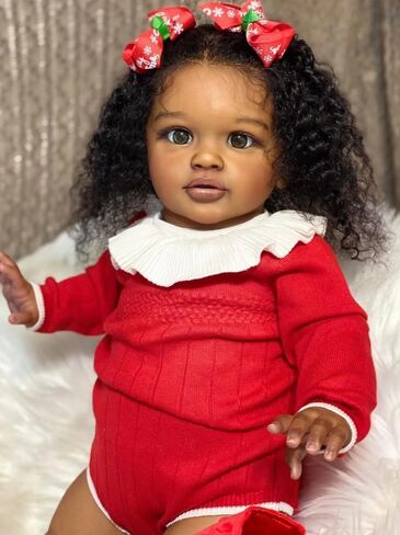 Anano Giant 26" Black Biracial Reborn Baby Boy Doll - Realistic Reborn Toddler Dolls with Dark Skin, Curly Rooted Hair Silicone Babies Best Gift for Kids 3+ (Classic) in Saudi Arabia