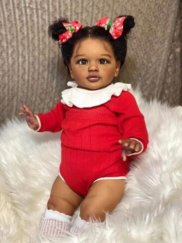 Anano Giant 26" Black Biracial Reborn Baby Boy Doll - Realistic Reborn Toddler Dolls with Dark Skin, Curly Rooted Hair Silicone Babies Best Gift for Kids 3+ (Classic) in Saudi Arabia