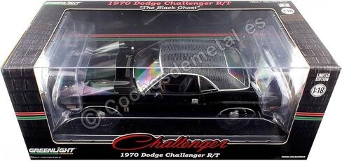 1970 Challenger R/T 426 HEMI The Black Ghost Black with White Tail Stripe 1/18 Diecast Model Car by Greenlight 13614 in Saudi Arabia