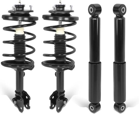 Auto Dynasty Pair of Front Coil Spring Shock Strut Mount Assembly and Rear Struts Shock Absorber Compatible with Honda Odyssey 1999-2004, Matte Black Powdercoat in Saudi Arabia