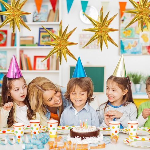 6 Pcs Silver Star Foil Balloons One-Piece 14-Pointed Star Balloon 4D Cone Mylar 22inch Christmas Birthday Wedding Fireworks Shape Party Supplies (Silver) in Saudi Arabia