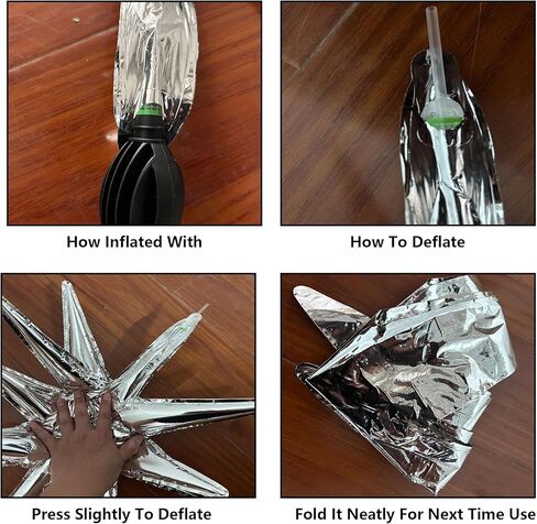 6 Pcs Silver Star Foil Balloons One-Piece 14-Pointed Star Balloon 4D Cone Mylar 22inch Christmas Birthday Wedding Fireworks Shape Party Supplies (Silver) in Saudi Arabia