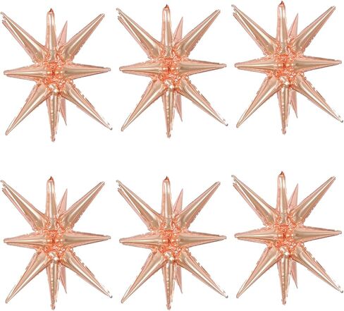 6 Pcs Silver Star Foil Balloons One-Piece 14-Pointed Star Balloon 4D Cone Mylar 22inch Christmas Birthday Wedding Fireworks Shape Party Supplies (Silver) in Saudi Arabia