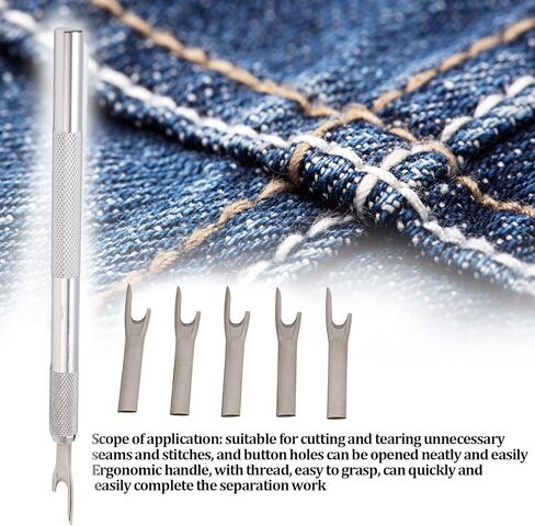 Sewing Seam Rippers, 5 Pieces Metal Seam Ripper Set Handy Stitch Rippers with Replacement Blade Aluminum Alloy Handle Stitch Unpicker Seam Cutter for Needle Work Patterns in Saudi Arabia