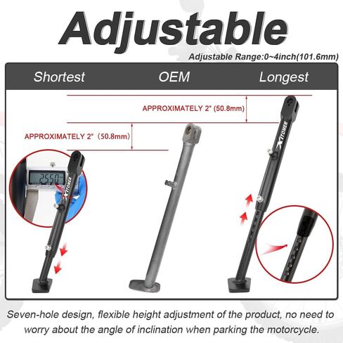 Xitomer 0-4'' Motorcycle Adjustable Kickstand, Fit for CRF250L 2021-2020, CRF300L Rally 2022-2024, CRFL300LS/ CRF300L 2023 2024 Motorcycle Adjustable Side Stand Kickstand (Black) in Saudi Arabia