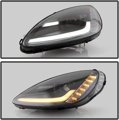 ACANII-For 2005-2013 تشيفي كورفيت C6 أسود مفاتيح LED أنبوبة متتابعة إشارة العارض المصابيح الأمامية مجموعة اليسار + اليمين in Saudi Arabia