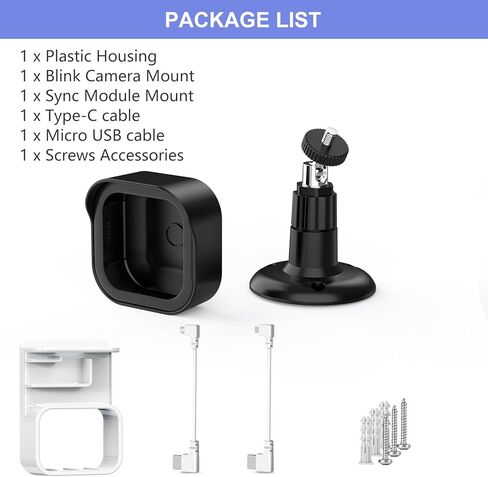 Blink Outdoor 4 (الجيل الرابع) حامل على الحائط، غطاء واقٍ مقاوم للطقس وحامل قابل للتعديل 360 درجة مع وحدة مزامنة Blink 2 مخرج للكاميرا الأمنية الداخلية Blink Outdoor (أسود، عبوة واحدة) in Kuwait