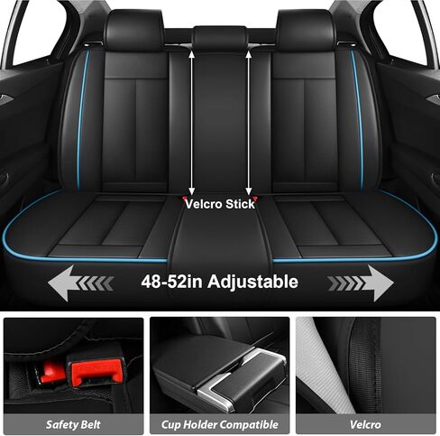 Car Seat Covers for Nissan Titan 2004-2025, Full Coverage,Nappa Leather Seat Covers with Lumbar Support,Waterproof&Anti Scratch All Season Protector(Full Set,Black-Blue) in Saudi Arabia