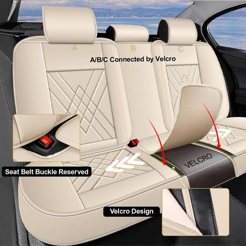 Car Seat Covers Fit for Toyota Prius 2001-2026 Airbag Compatible 360° Full Wrapped Set Covers Premium Nappa Leather Storage Pocket Zipper Design, Black White, Full Set in Saudi Arabia