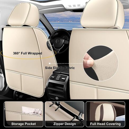 Car Seat Covers Fit for Toyota Prius 2001-2026 Airbag Compatible 360° Full Wrapped Set Covers Premium Nappa Leather Storage Pocket Zipper Design, Black White, Full Set in Saudi Arabia