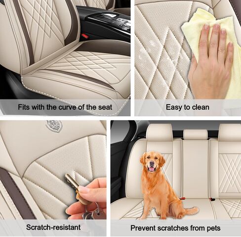 Car Seat Covers Fit for Toyota Prius 2001-2026 Airbag Compatible 360° Full Wrapped Set Covers Premium Nappa Leather Storage Pocket Zipper Design, Black White, Full Set in Saudi Arabia