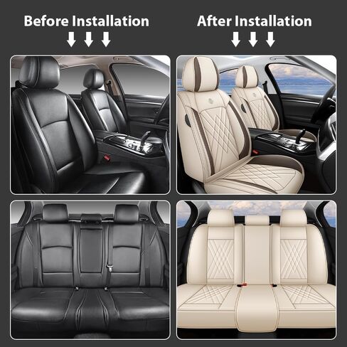 Car Seat Covers Fit for Toyota Prius 2001-2026 Airbag Compatible 360° Full Wrapped Set Covers Premium Nappa Leather Storage Pocket Zipper Design, Black White, Full Set in Saudi Arabia