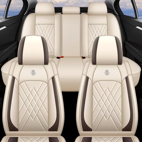 Car Seat Covers Fit for Toyota Prius 2001-2026 Airbag Compatible 360° Full Wrapped Set Covers Premium Nappa Leather Storage Pocket Zipper Design, Black White, Full Set in Saudi Arabia