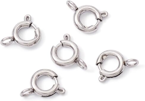 5 Pcs Spring Ring Clasps Necklace Closures Link 8mm 304 Stainless Steel Connector Findings for DIY Craft Brecelet Necklace Jewelry Making, Golden in Saudi Arabia