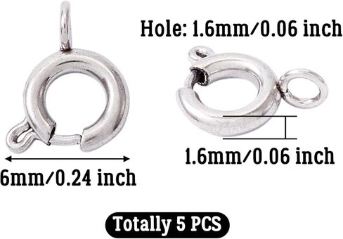 5 Pcs Spring Ring Clasps Necklace Closures Link 8mm 304 Stainless Steel Connector Findings for DIY Craft Brecelet Necklace Jewelry Making, Golden in Saudi Arabia