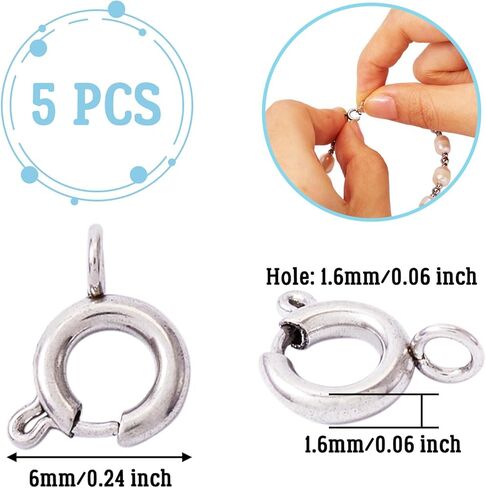 5 Pcs Spring Ring Clasps Necklace Closures Link 8mm 304 Stainless Steel Connector Findings for DIY Craft Brecelet Necklace Jewelry Making, Golden in Saudi Arabia