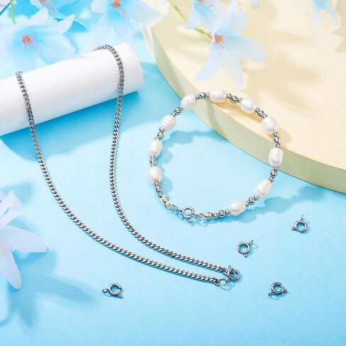5 Pcs Spring Ring Clasps Necklace Closures Link 8mm 304 Stainless Steel Connector Findings for DIY Craft Brecelet Necklace Jewelry Making, Golden in Saudi Arabia