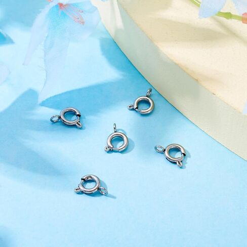 5 Pcs Spring Ring Clasps Necklace Closures Link 8mm 304 Stainless Steel Connector Findings for DIY Craft Brecelet Necklace Jewelry Making, Golden in Saudi Arabia