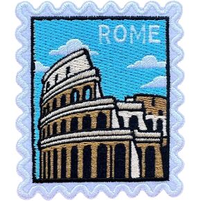 Rome Colosseum Stamp 3 Inches Embroidery Patch, Iron On/Sew On Travel Embroidered Applique Patch,Travel Patches, Fabric Patches for Clothes Backpacks Hats, DIY Accessories Gifts for Travelers in Saudi Arabia