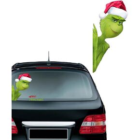 Christmas Car Decals Green Monster Peeker Design Stickers Funny Christmas Car Decorations Waterproof PVC Rear Windshield Stickers for Holiday Xmas Car Window Decor Accessories in Kuwait