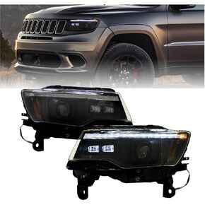 STARCLUSTER متوافق مع طراز Jeep Grand Cherokee 2014-2021 الهالوجين فقط، غير متوافق مع طراز Xenon/HID، أضواء التشغيل مع الرسوم المتحركة لبدء التشغيل، إشارة الانعطاف LED الخلفية in Kuwait