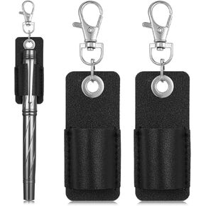 2PCS Pen Holder for Lanyard, Pencil Holders Clip Anti-Lost Leather Pocket Nurse Keychain Pen Holder Clip for Clipboard Badge (Black) in Saudi Arabia