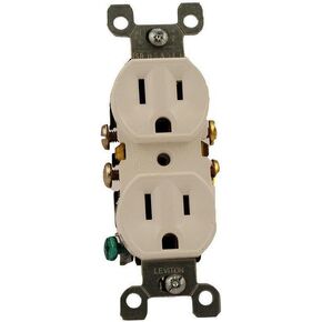 Leviton 5320-ECP 15 Amp, 125 Volt, Duplex Receptacle, Residential Grade, Grounding, All Screws Backed Out, Single Unit, Black in Kuwait